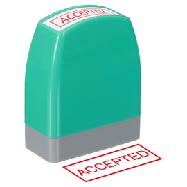 PATIKIL - Sello de aviso aceptado, sello de oficina de tinta roja, sello de mensaje preentintado, rellenable, color verde