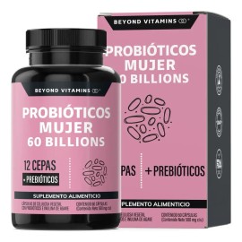 Probióticos Mujer 60 Billion + Prebióticos (prebiotic) + Inulina De Agave 12 Cepas Beyond Vitamins - Probióticos Femeninos - Flora- Fibra - 60 Cápsula