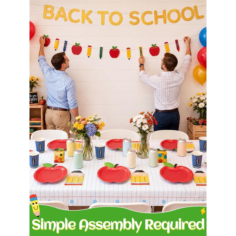 Alphatool Back to School Party Tableware Decoration Set Serves 24