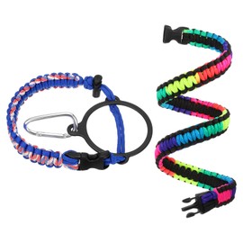QUARKZMAN Paracord Handle, Water Bottle Handle Strap, Paracord Cap Strap, Carrier Strap for Wide Neck Bottles 16 oz to 64 oz, Red/White/Blue