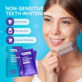 Whitebite Pro Teeth Whitening Strips 24 Treatments - Peroxide Free - Enamel-Safe Professional Dental Strips for Sensitive Teeth - Deep Stains Removal - Whitening without Any Harm - 48 Strips Mint