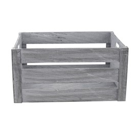 DECOLINE Holz Kiste grau weiß mit Griffen 30 x 20 x 16cm Aufbewahrungsbox Obstkiste Weinkiste Holzkisten