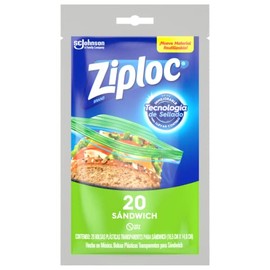 Ziploc Bolsas Reutilizables para Sandwiches, Pestañas Abre-Fácil, 20 Bolsas