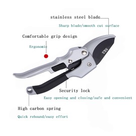 MEPEREZ Pruners, German Pruning shears, Work 3 Times Easier, Sharp, High Strength gardening tools, for hedge, bonsai, floral, small stem, orchard and vegetable, upgraded, garden scissors, black