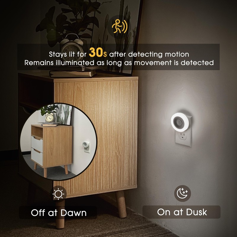 Briignite Motion Sensor Night Light, [2 Pack] Night Lights Plug
