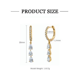 TTPSRY Earrings for Women Water Drop Earrings with Diamonds Lightweight Jewellery Stud Earrings for Women and Girls Brides Bridesmaids Wedding Prom, Copper