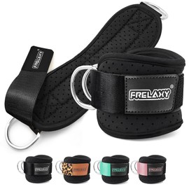 Frelaxy Ankle Straps for Cable Machine – Comfortable & Durable Leg Straps for Kickbacks, Glute Workouts, and Lower Body Exercises – Perforated Neoprene Padding & Tapered Fit (Pair, Black)