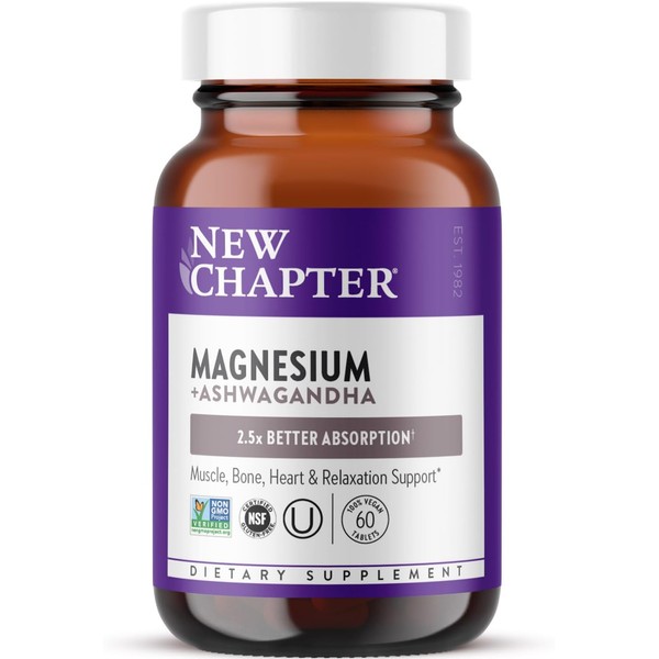 New Chapter Magnesium + Ashwagandha Supplement, 325 mg with Magnesium