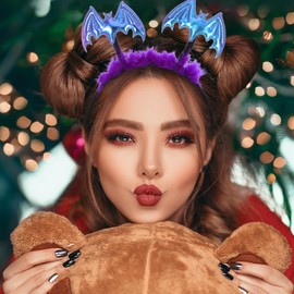 FRCOLOR 2025 Halloween Headband Set, Fluffy Spider & Bats, 4 Pieces (2 Spiders + 2 Bats), Cute, Costume, Cosplay, Accessory, For Kids & Adults, Party Supplies