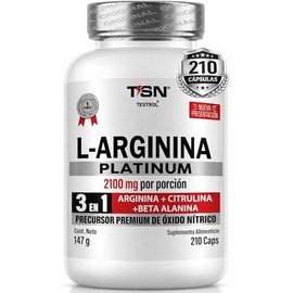 Arginina Platinum 2100mg Por Porción Citrulina Beta Alanina Pre Workout Entreno Cafeina Precursor Oxido Nítrico Rendimiento Energia Testrol Tsn 210