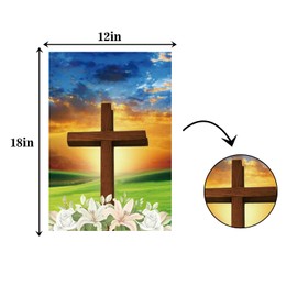 MEFENG Easter Cross Garden Flag - God Bless Garden Decor - Christian Faith Vertical Yard Porch Flag - Religious Cross Farmhouse Indoor Outdoor Decoration -Double Sided 12 x 18 Inch