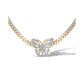 Jessica Simpson Pave Crystal Butterfly Choker Necklace for Women 13"+3", Gold-Tone Butterfly Necklace for Women