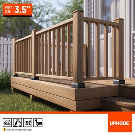 Uphode 4"x4" (Actual: 3.5"x3.5") Deck Post Base Cover Split, Aluminum Post Base Trim Skirt Decorative Black 2Pack