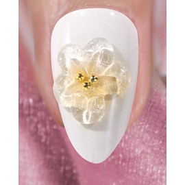 Swooflia Short Almond Press On Nails French Tip – 3D Flower White Fake Nail Glue Stick On Acrylic Artificial Flase Fingernails for Women, 24 PCS Reusable Handmade Manicure Art Nails with Stickers Glue