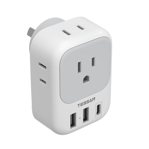 conversion plug o type international travel conversion plug with USB-C TESSAN conversion plug outlet converter o type international plug converter for Australia/New Zealand/China/Argentina and other countries