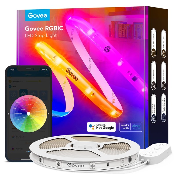 Govee Tira LED 10M, RGBIC Pro Luces LED WiFi Funcionan con Alexa y Google Assistant, Tiras LED Inteligentes de Control de App, DIY, Sync de Música para Dormitorio, TV y Navidad
