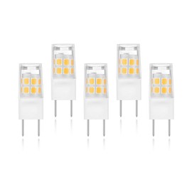 X-Molin 5 Pack-T4 JCD Bi-Pin G8 2Watt LED Light Bulbs Warm White JCD Type T4 G8 Under Cabinet Puck Lamp 120 Volt Undercabinet Microwave Oven Stove Top Kitchen Appliance Replacement Lighting Bi Pin