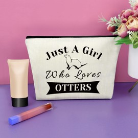 Sazuwu Otter Gifts for Girls Makeup Bag Animal Lover Gifts for Women Sea Otter Themed Cosmetic Bag Birthday Christmas Friendship Present Travel Pouch