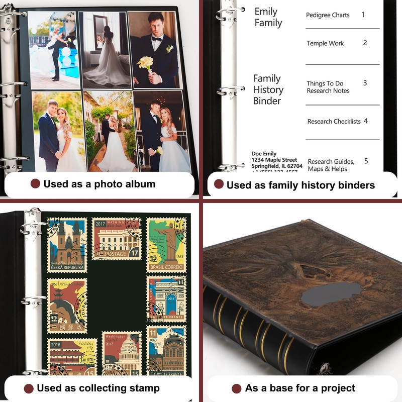 LETVPVOW Vintage Hardback 3 Ring Binder 1.5 Inch, Professional Leather