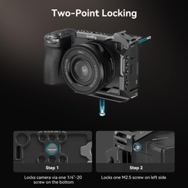 SmallRig Half Cage for Sony Alpha 6700/6600 / 6500/6400, Built-in Quick Release Plate for Arca-Type, Camera Video Cage with Shoe Mount, 1/4''-20 & 3/8''-16 Threaded Holes - 4337