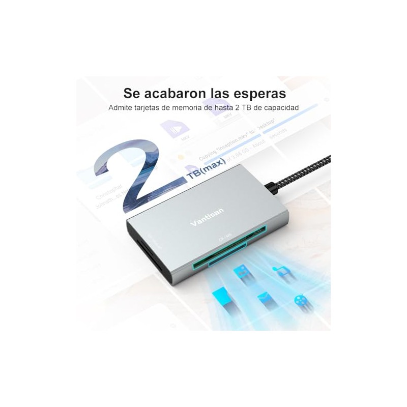vantisan Lector de Tarjeta de Memoria Múltiple 4 en1,Adaptador Lector