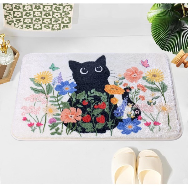 SHIYUE Cute Flower Abstract Art Bath Mat for Bathroom Rugs,