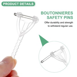 M METERXITY 20-Pack Boutonnieres Safety Pins, Plastic Triangle Corsage Pin Buttonhole Flowers Pins for Wedding/Bridegroom Brooch/Party, T Shape Safety Clips Holder [6.5cm, White]
