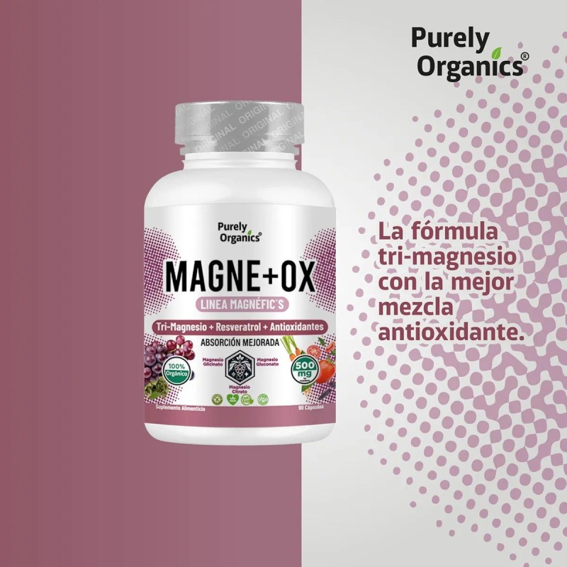 Magne+OX | Magnesio Complex con Resveratrol | Tri-Magnesio Glicinato/Gluconato (2:1)