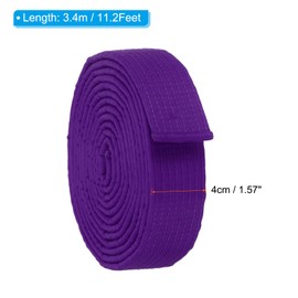 PATIKIL Taekwondo Colored Ranking Belt 1.6" x11.2Ft 3.4m, Cotton Martial Arts Judo Karate Belt for Coach Teaching Practice, Purple