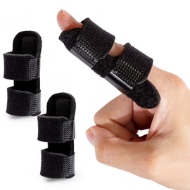 Welnove Finger Clips, Pack of 2 Finger Splint for Mallet Fingers, Trigger Fingers, Broken Fingers, Finger Stabiliser to Tighten and Support Finger Black