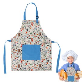 HERCHR Cooking Apron Men, Children's Aprons Children's Aprons Children's Apron Girls Children's Apron with Pockets for 2-6 Years Boy Girl Adjustable Apron Children for Kitchen Cooking Baking Painting