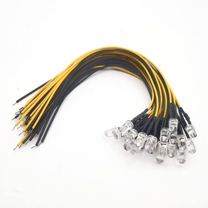 Vrabocry 100 pieces 5 mm LEDs with 20 cm cable,