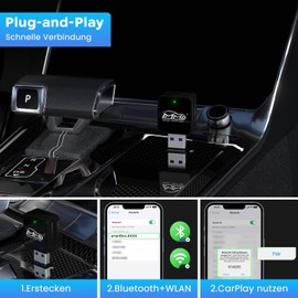 MMB WJCP-Mini CarPlay Wireless Adapter,2024 Upgrade Wireless CarPlay Adapter-Dongle, Wandelt Werkseitig Verkabeltes CarPlay in Kabelloses Stecker Und Spielen Mit CarPlay Autos Und iOS 10+