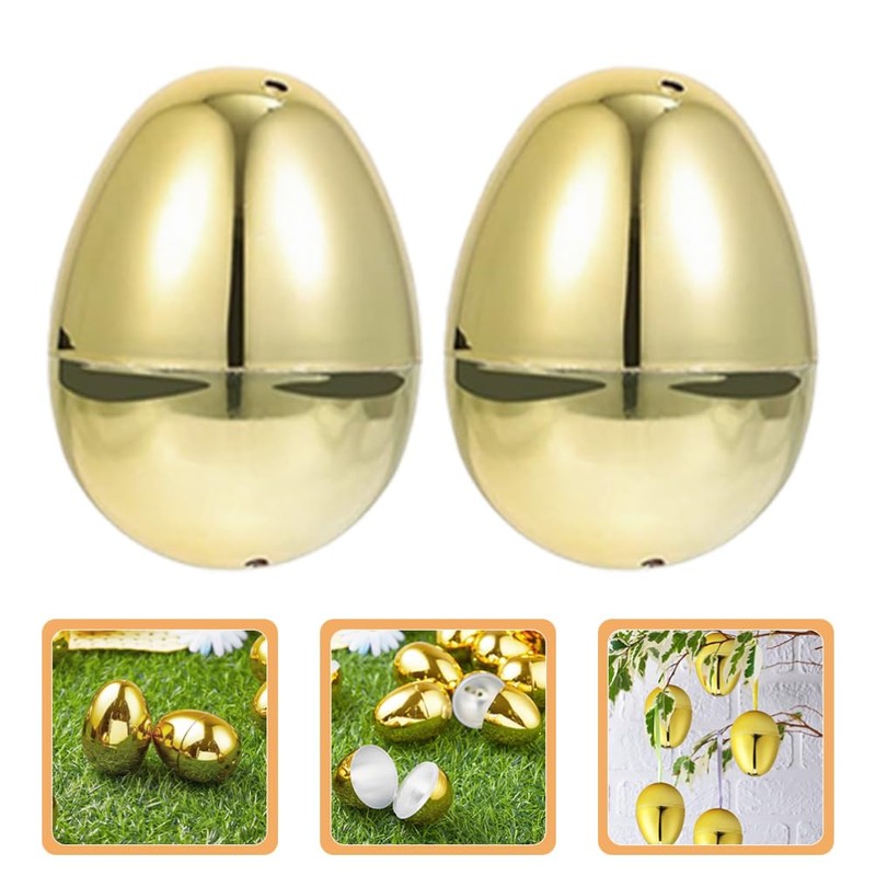 Totority 12 Pack Plastic Golden Easter Eggs Fillable Reusable for