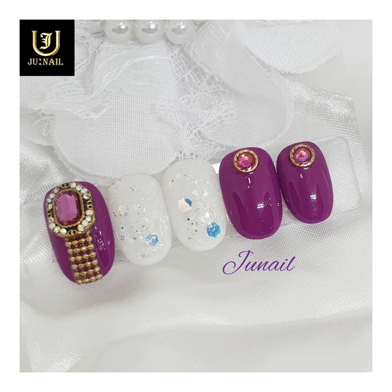 Princess dress handmade nail tips - Short round / 공주드레스