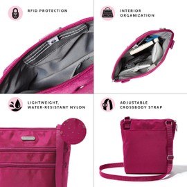 Baggallini Women's Essential Crossbody Bag Built-in RFID Card Holder-Cross Body Purse with Quick-Access Phone Pocket, Orchid Rose