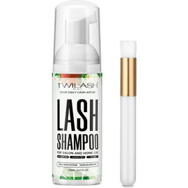 Champú para extensiones de pestañas, 2 onzas líquidas/60 ml. Incluye cepillo para champú de pestañas para limpieza. Limpiador de extensiones de pestañas para uso profesional en salones y hogares.