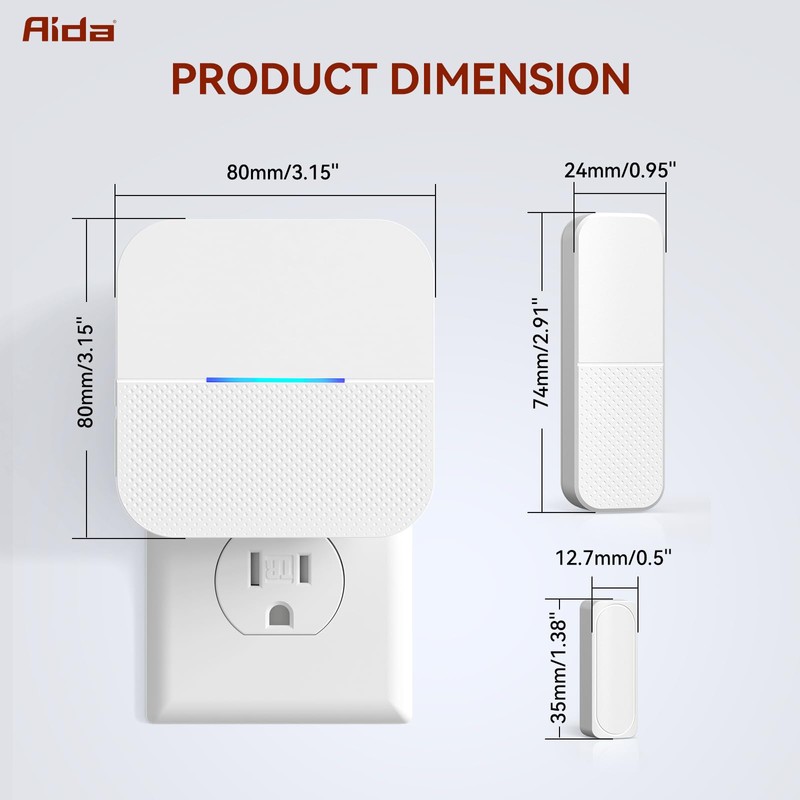 AIDA Door Alarms When Opened Wireless Ring Chime Sensor Alarm