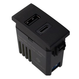 A2ZWORLD Dual USB Plug, USB Charger with 2 Ports Compatible with Bticino Living, Compatible with Vimar Plana (USB-A + USB-C 5V 3A, Black)