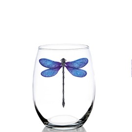 Toasted Tales Dragonflys Lake and Lodge Collection | 16 oz Stemless Wine Glass | Seasonal Outdoor Home Décor Accessory Glassware | Forest Animals Design | Wine Tasting Gift For Her