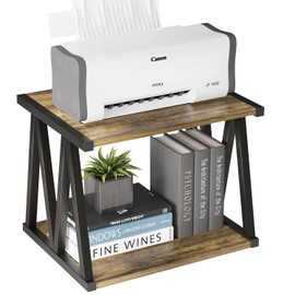Muzerdo Heavy Duty Desktop Printer Stand with 2-Tier Wood Under Desk Printer Table Multi-Purpose Printer Shelf for Home Office Organizer