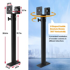 3Pack 3.6" Saddle Roof Riser for Patio Pergola, 18-1/4 Inches High, Pergola Roofs Riser Beam Brackets, Adjustable Roof Riser Hardware for Patio Pergolas, Black Finish (Metal)