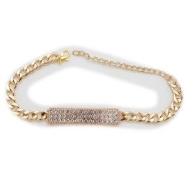 TFJ Women Western Boot Chain Bling Bracelet Gold Metal Fancy Bling Long Plate Jewelry Shoe Charm