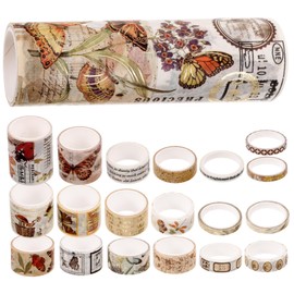 DOITOOL 20 Rolls Vintage Washi Tape for DIY Crafts Scrapbooking Journaling Decorative Aesthetic Tape for Handbooks Albums Imaginative Projects