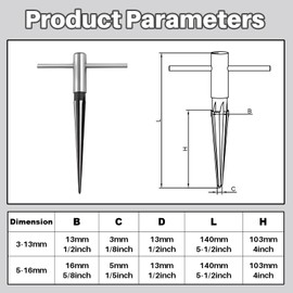 Mrosnail Tapered Reamer Tool Set with T Handle - 2 Pcs Hand Held 6 Fluted Chamfer Bridge Pin Hole Reamers for Woodworking & Guitar Luthiery, Sizes 3-13mm(1/8"-1/2") & 5-16mm (½"-5/8")