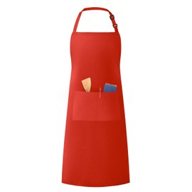 LivinEase Unisex Adjustable Bib Aprons - Stylish Red Chef Aprons with Double Pockets for Men and Women – Ideal for Cooking, Gardening, and Barbecue Aprons (Pack of 1)