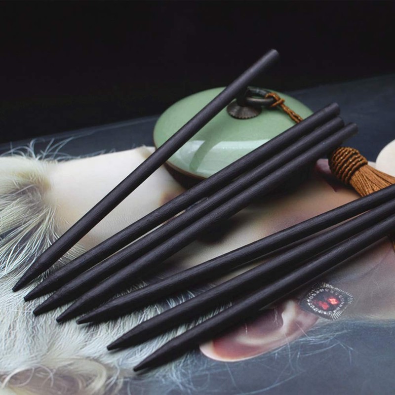 10 bastoncini per capelli in legno, bacchette per capelli cinesi