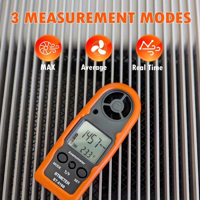 BTMETER Anemometer Handheld Wind Speed Meter, BT-816B Mini Digital Air