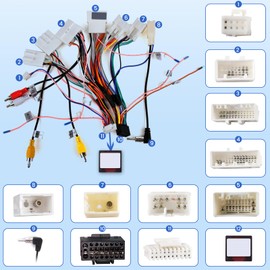 NHOPEEW Radio Wiring Harness Adapter Connector Compatible with Toyota Camry Pruis RAV4, Toyota Radio Wire Harness 16Pin Wiring Harness Kit Plug and Play with Canbus and RCA Cable & Original USB Cable