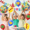 32" Building Block Balloons Number Balloons with Banner Birthday Party